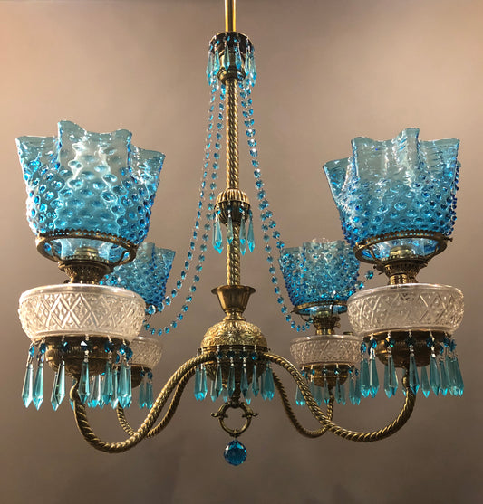 4-Arm Bradley & Hubbard kerosene fixture, 1 of a pair